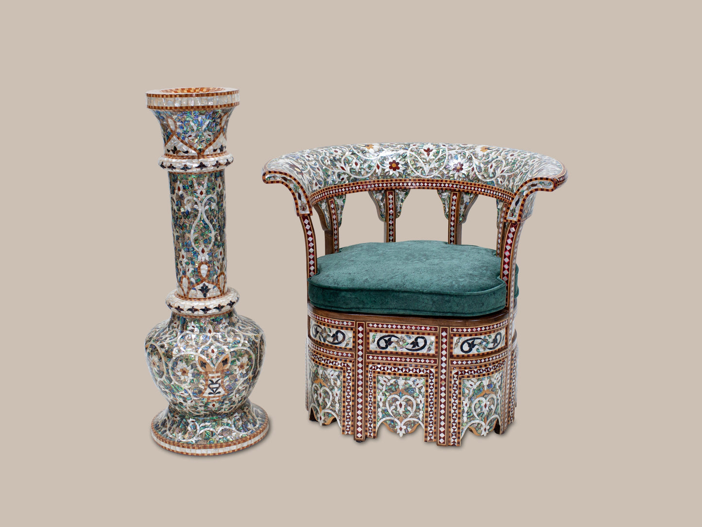 Emperor Chair & Vase Set - Mother Pearl