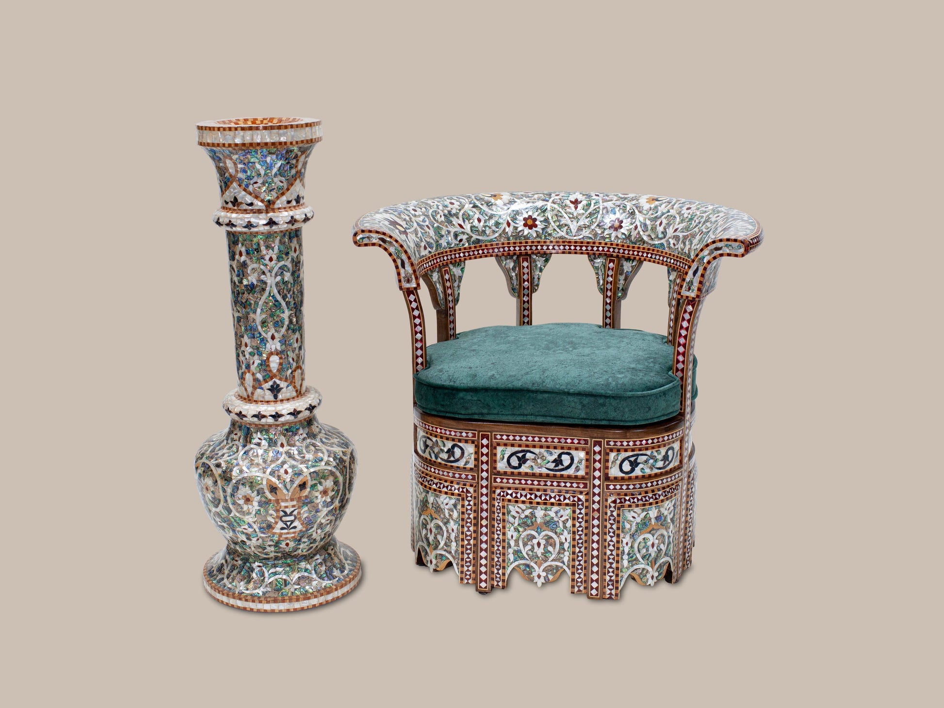 Emperor Chair & Vase Set - Mother Pearl