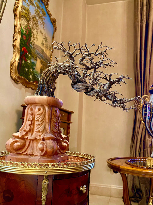 Copper Tree - Hand Carved Wooden Base