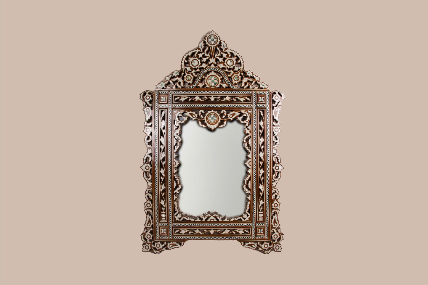 Dresser & Mirror Set - Floral pattern in Mother of Pearl