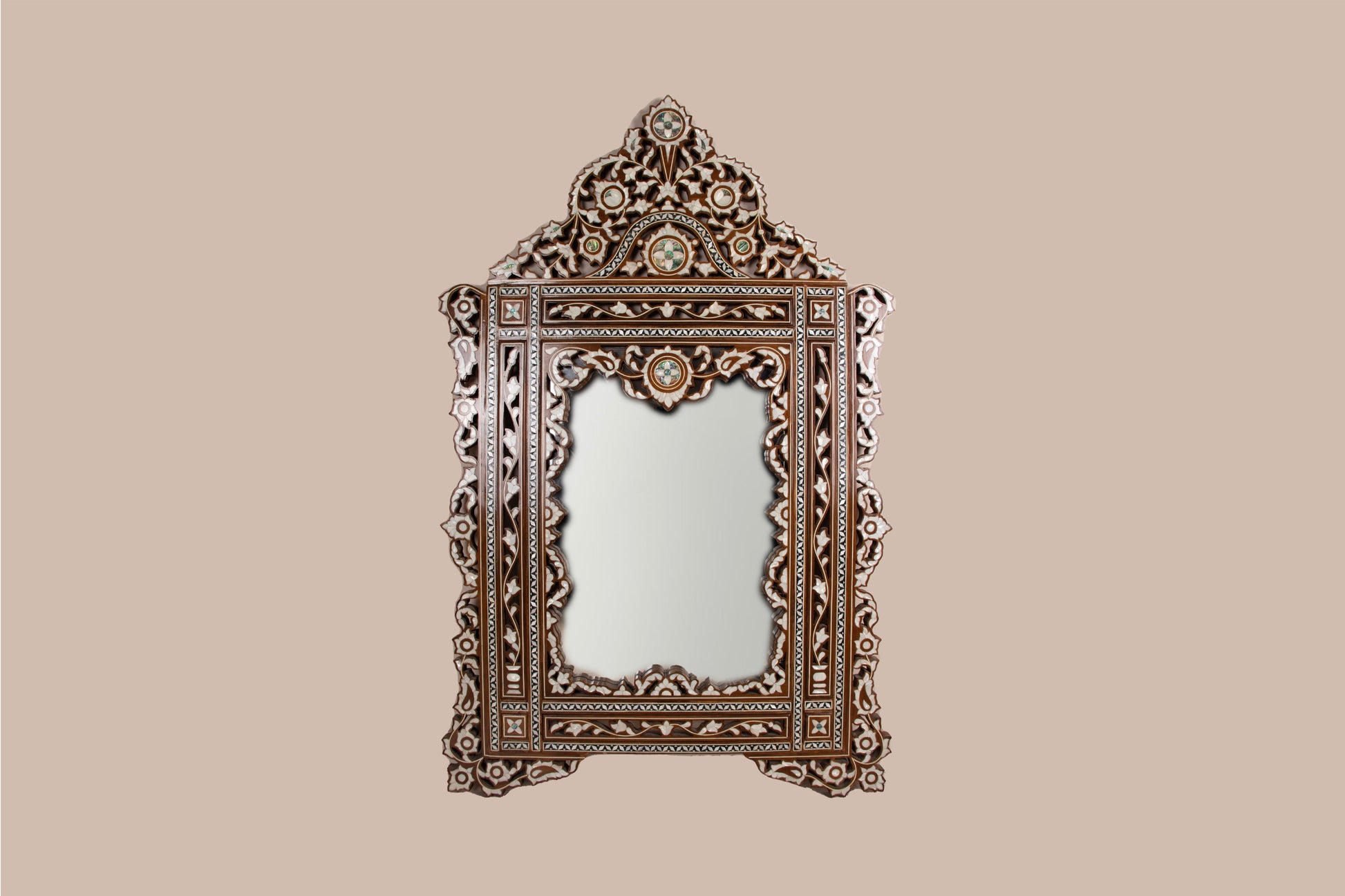 Dresser & Mirror Set - Floral pattern in Mother of Pearl
