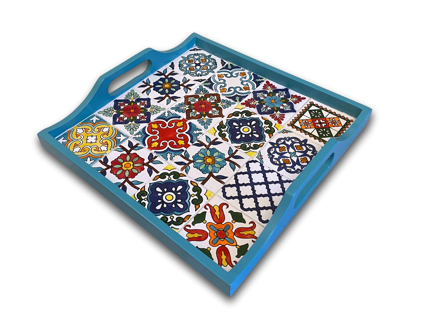 Large Small Serving Tray - Damascus Blue