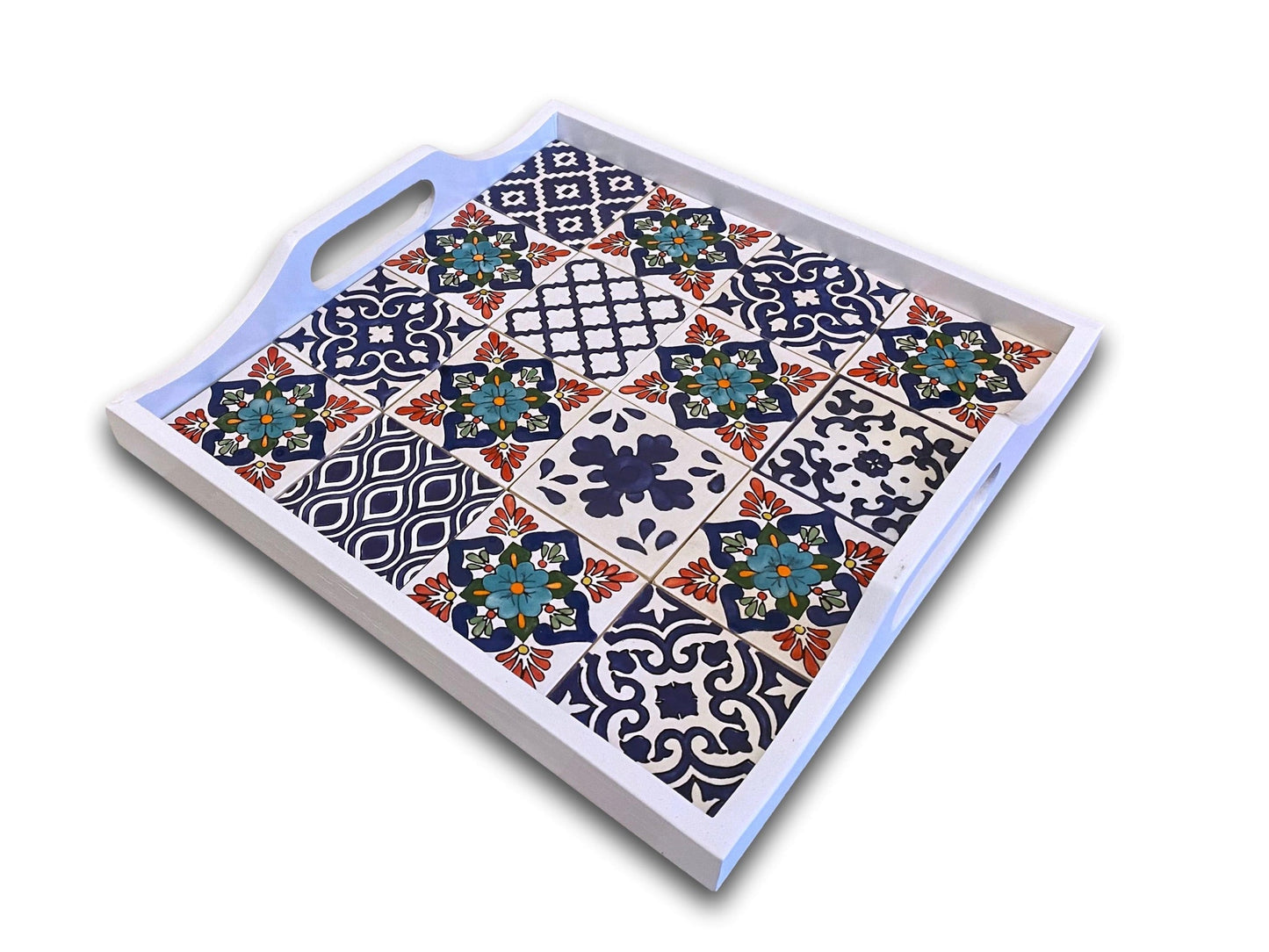 Large Small Serving Tray - Damascus White