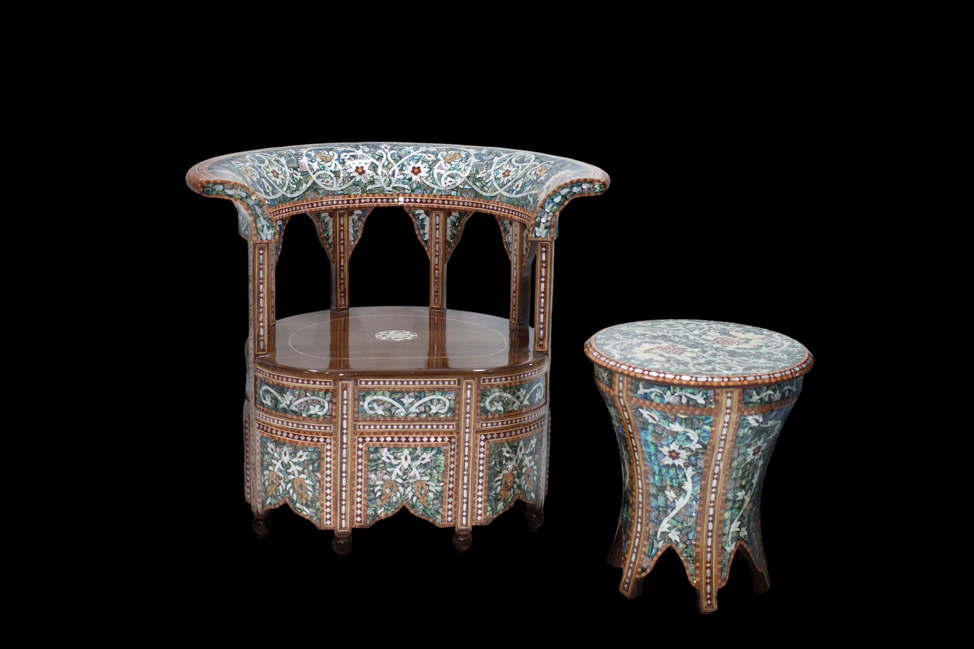 Emperor Chair & Table Set - Mother of Pearl