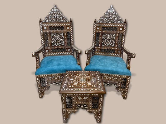 Chairs & Table Set - Inlayed with Mother of Pearl