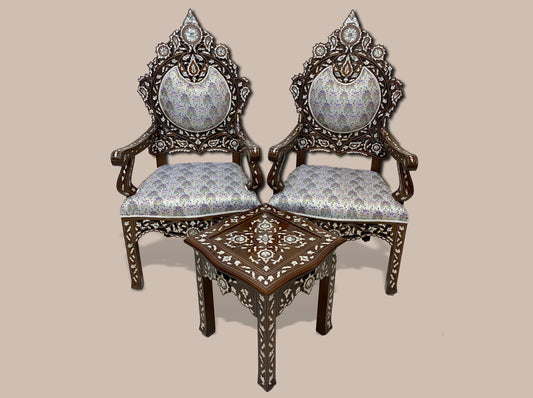 Chairs & Table Set - Inlayed with Mother of Pearl