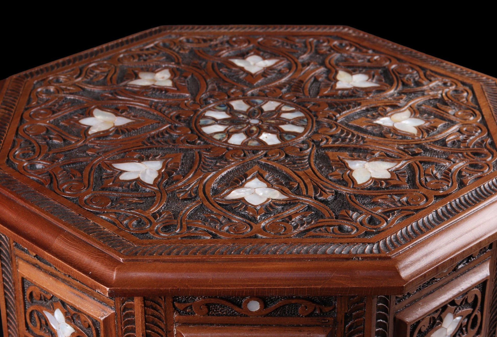 Large Side Table Set - Hand Engraved and Inlayed with Mother of Pearl