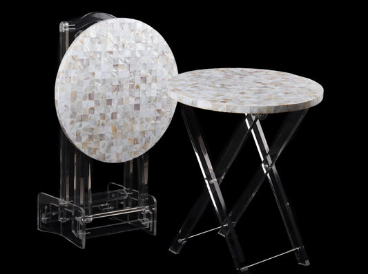 Serving Tables - Covered in mother of pearl - Set of 2